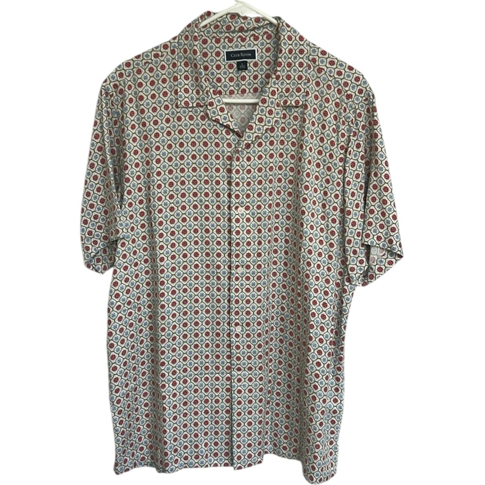 Club Room Red and White Patterned Casual Shirt